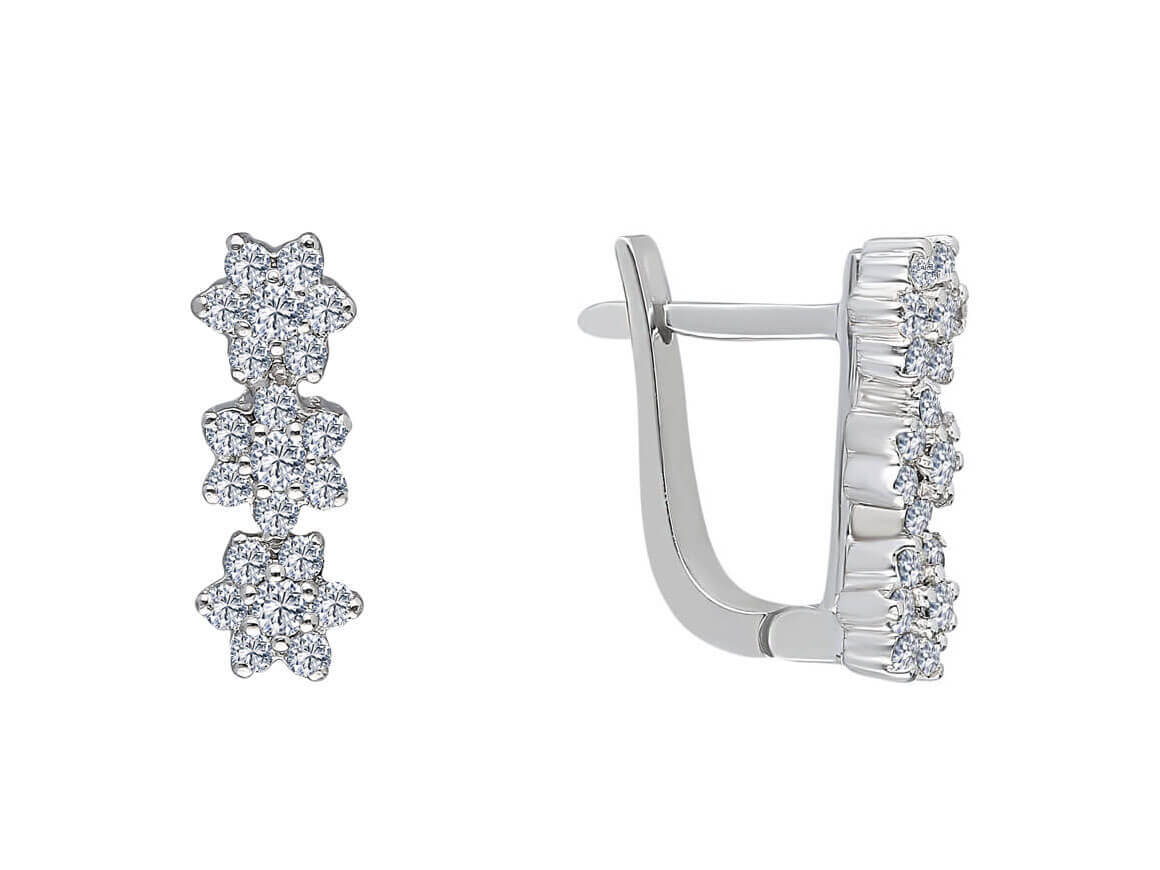 Boucles d'oreilles fleur diamant