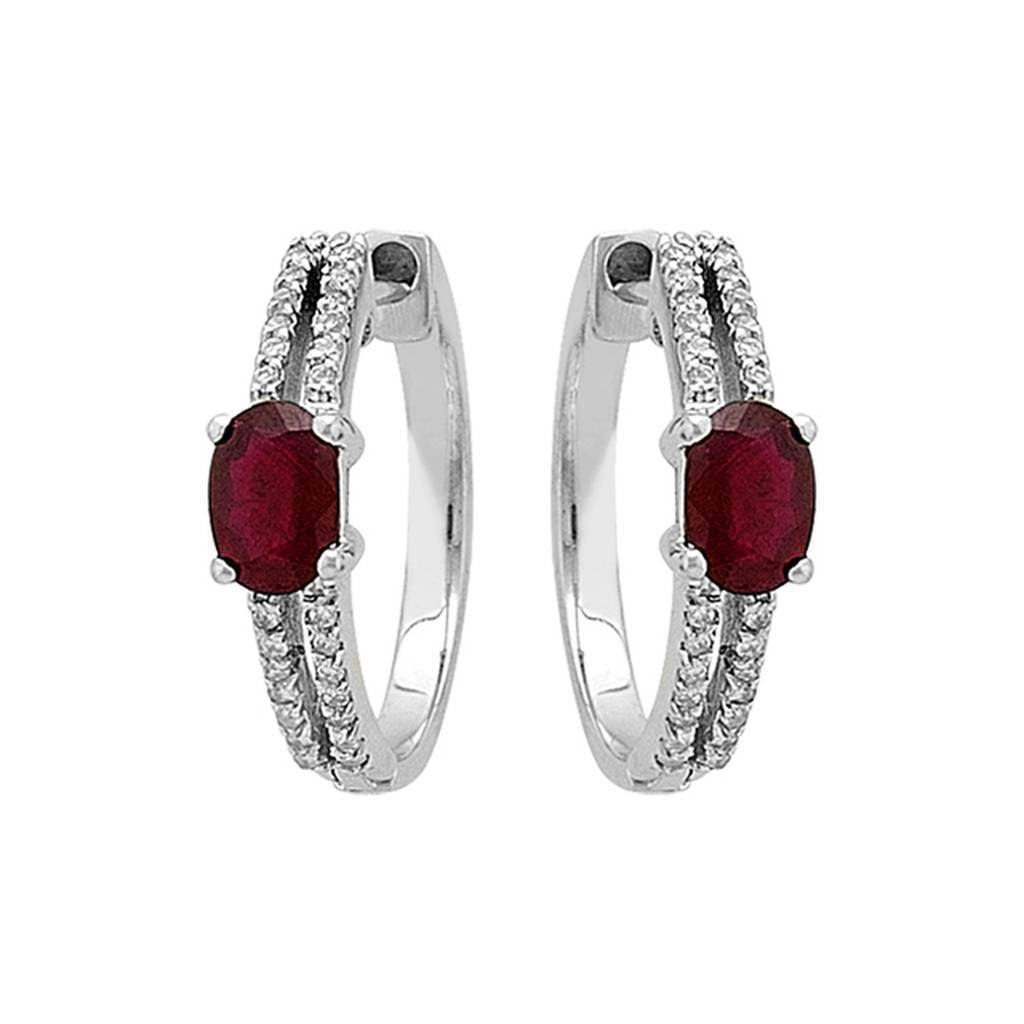 Diamond and oval ruby earrings
