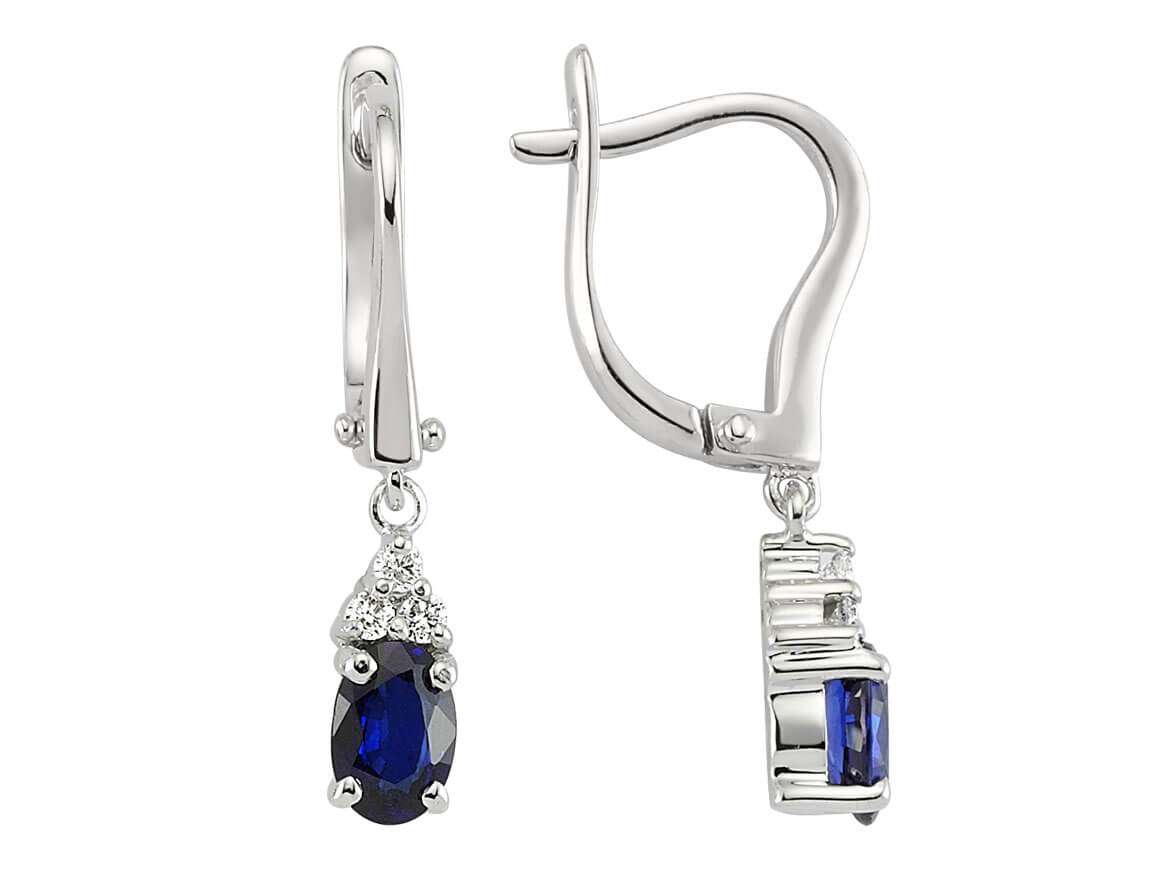 Diamond and Oval Sapphire Earrings