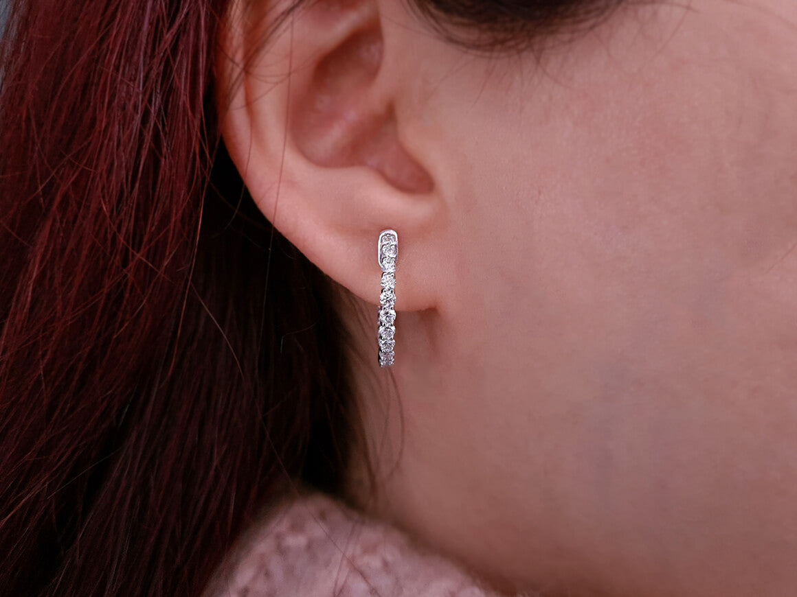 Créoles diamants intérieur et extérieur
