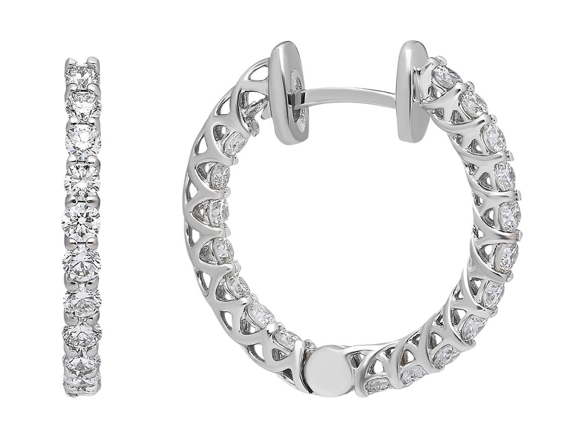 Créoles diamants intérieur et extérieur