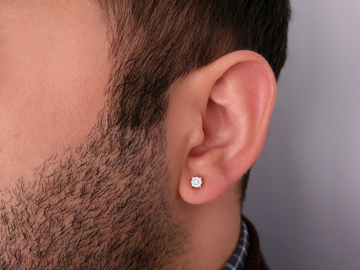 Boucles d'oreilles à tige solitaire effet diamant 0,30 carat pour homme