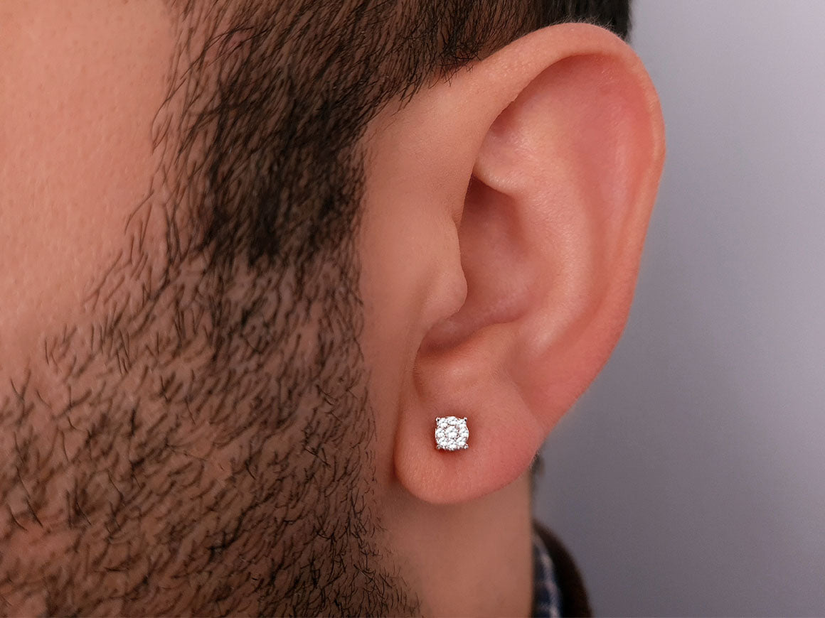 Boucles d'oreilles à tige solitaire effet diamant 0,30 carat pour homme
