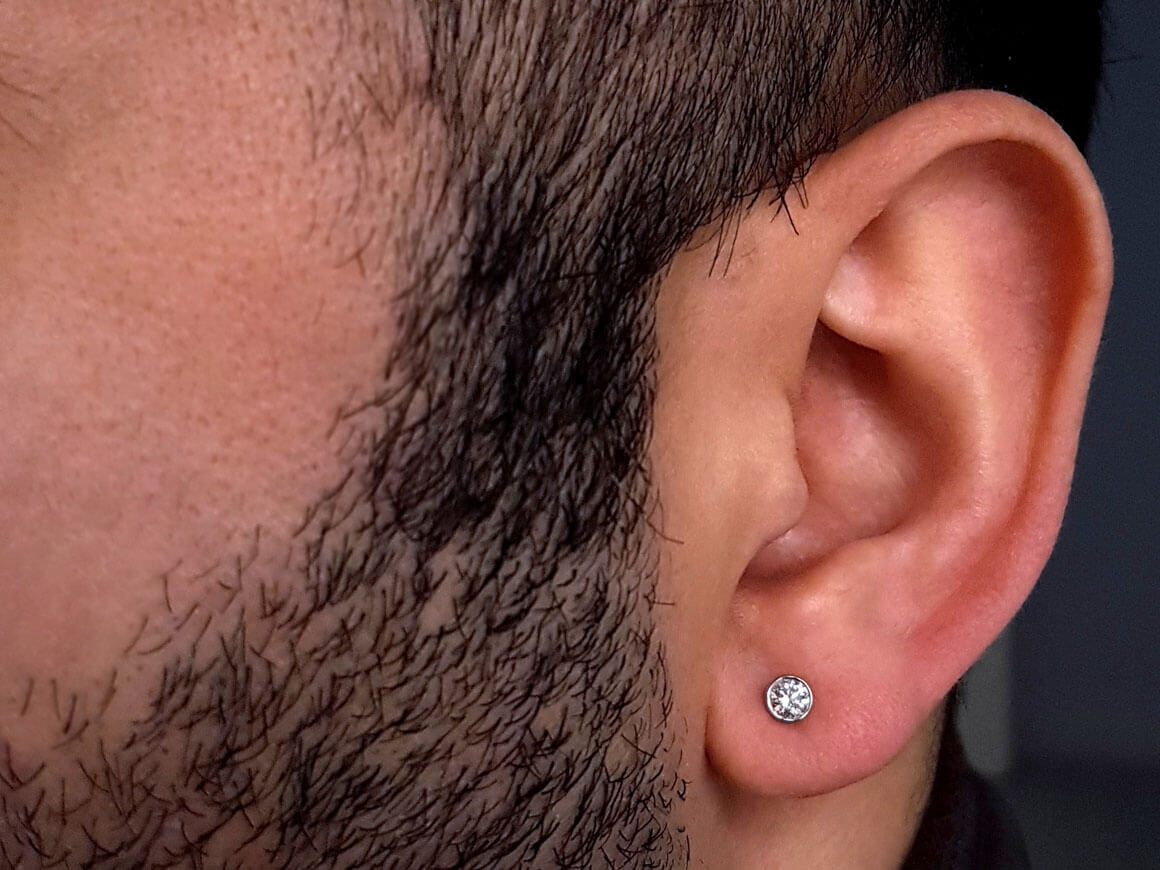 Boucles d'oreilles à tige avec diamant solitaire de 0,19 carat pour hommes
