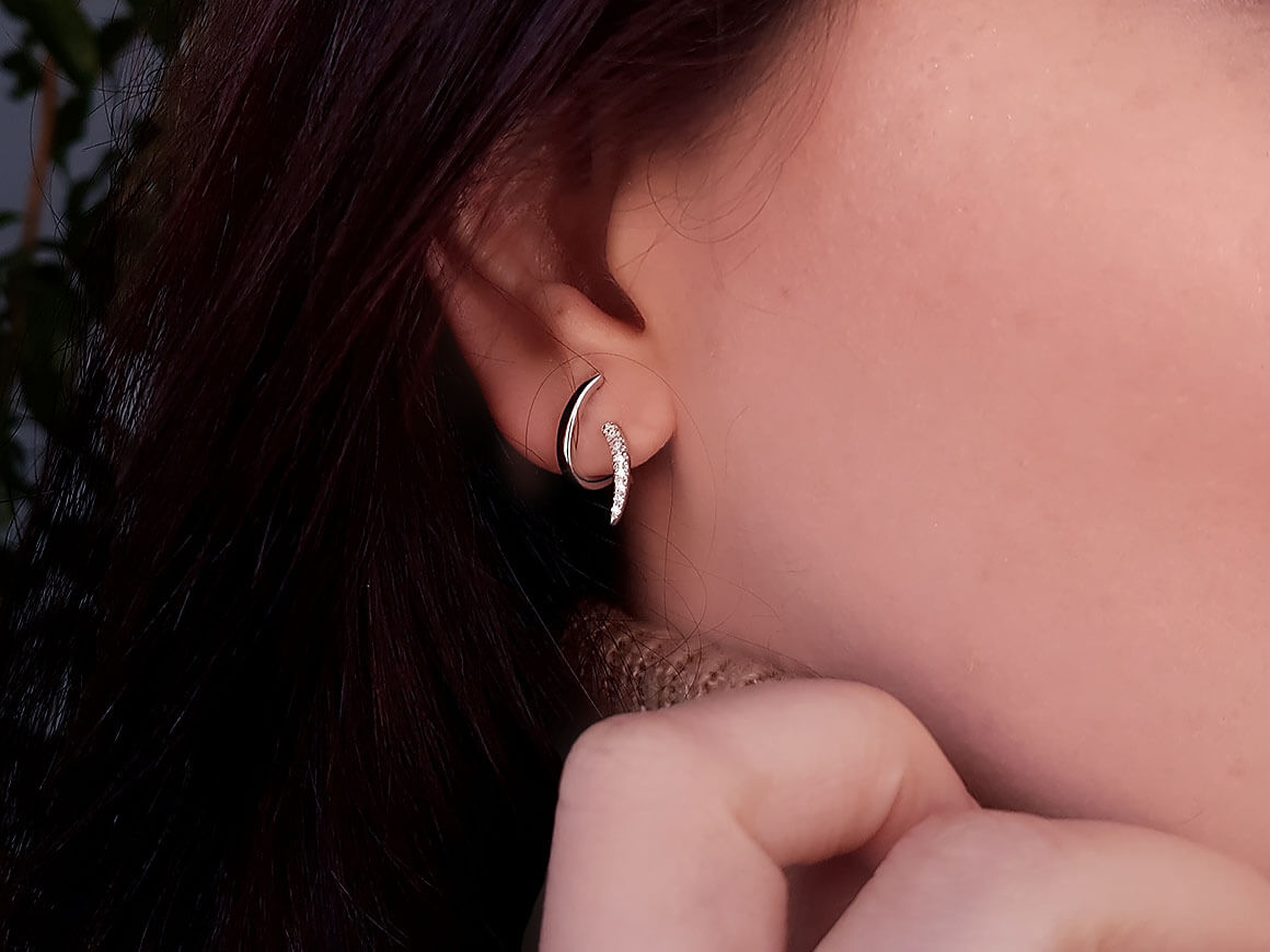 Boucles d'oreilles créoles Fi en diamant