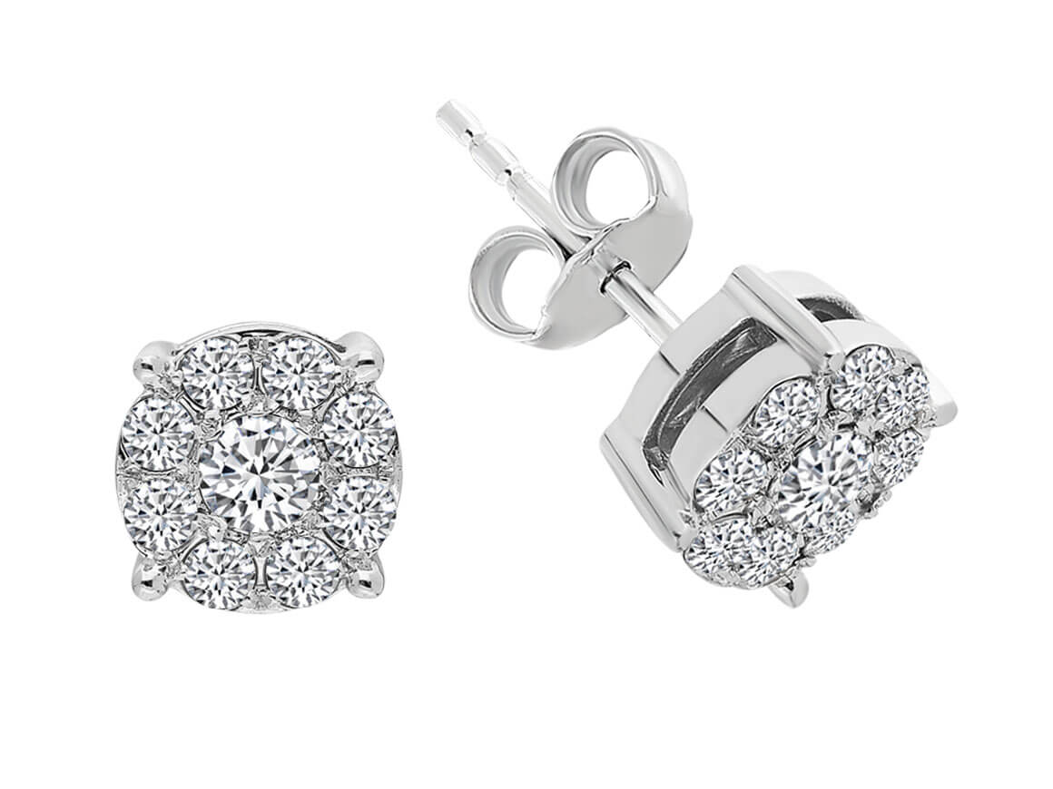 Boucles d'oreilles solitaires effet diamant 0,80 carat