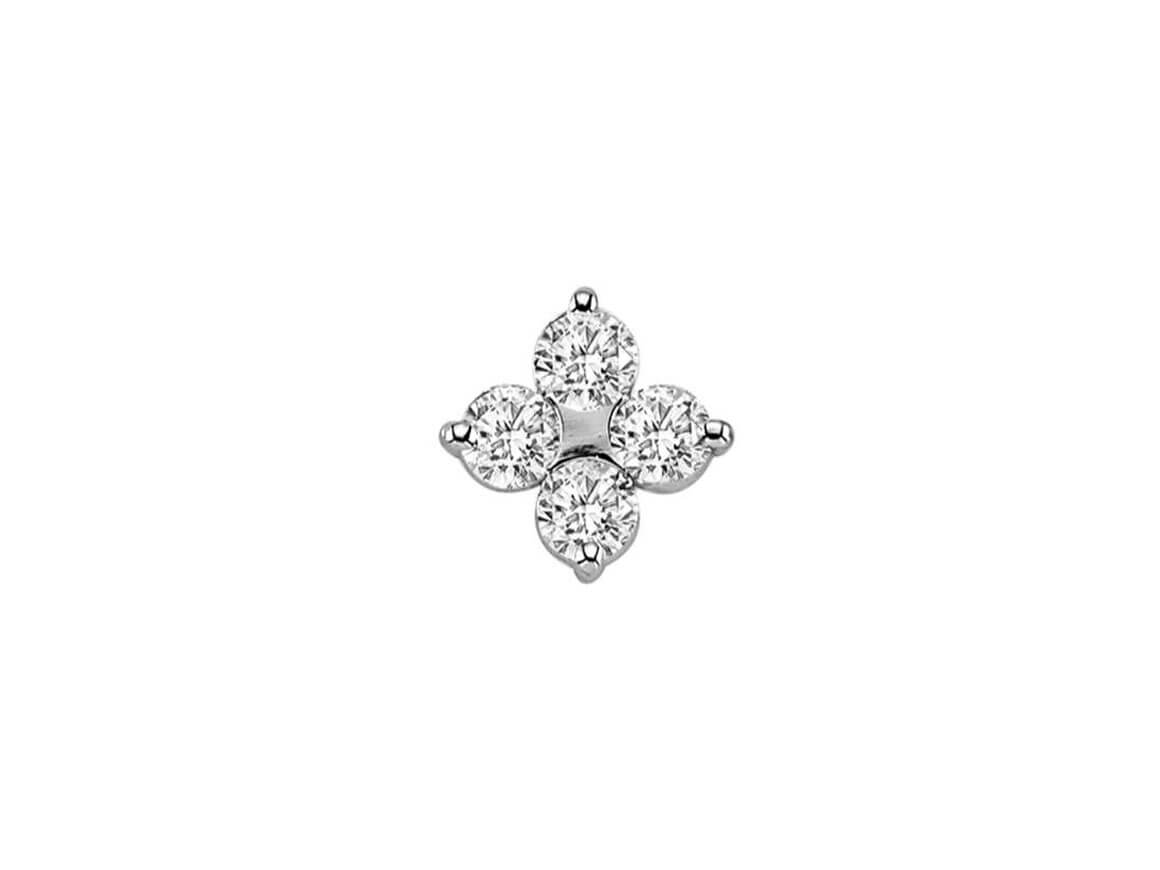 Boucles d'oreilles clous homme trèfle diamant