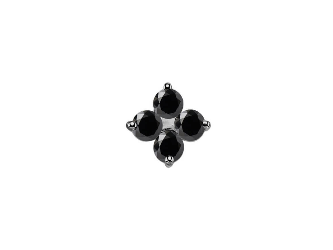 Boucles d'oreilles puces homme trèfle diamant noir