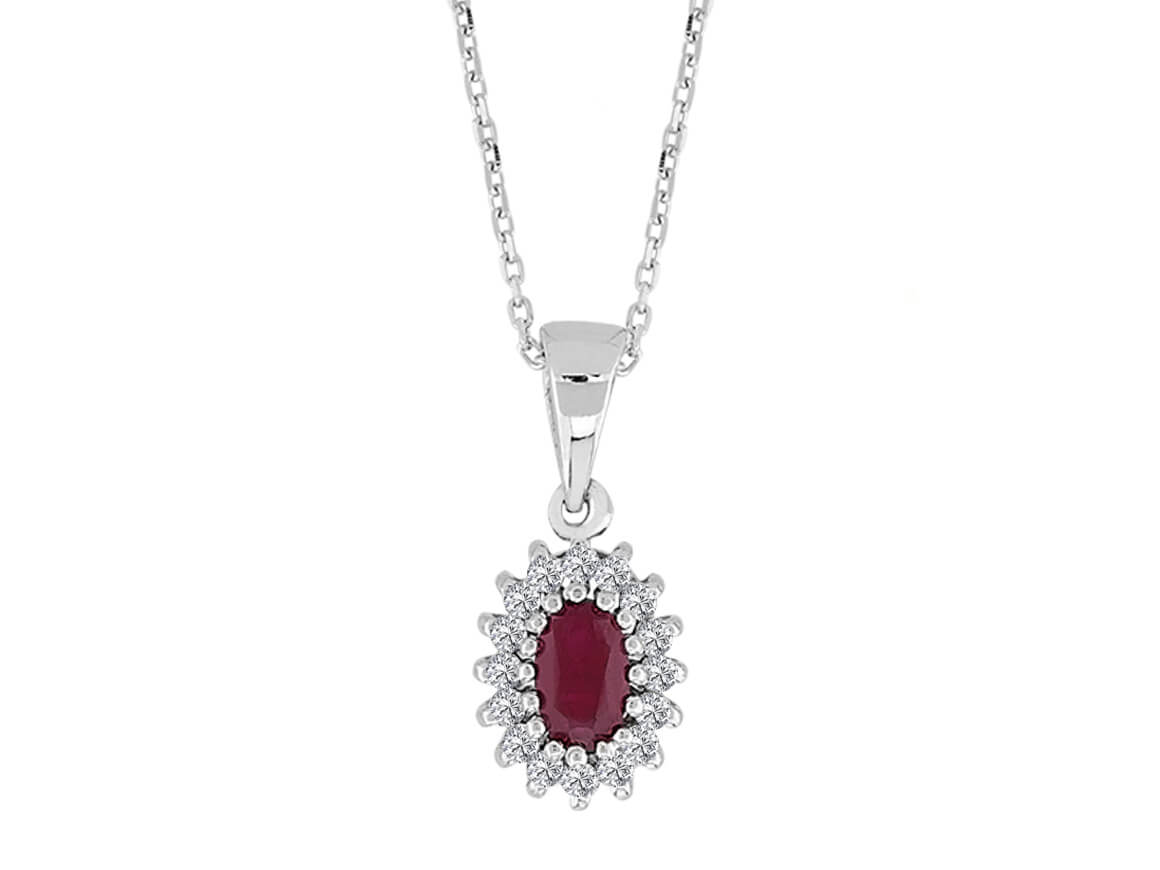 Diamond and Oval Ruby Necklace