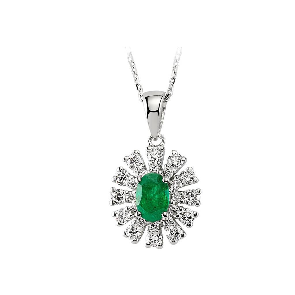 Collier diamant et émeraude ovale
