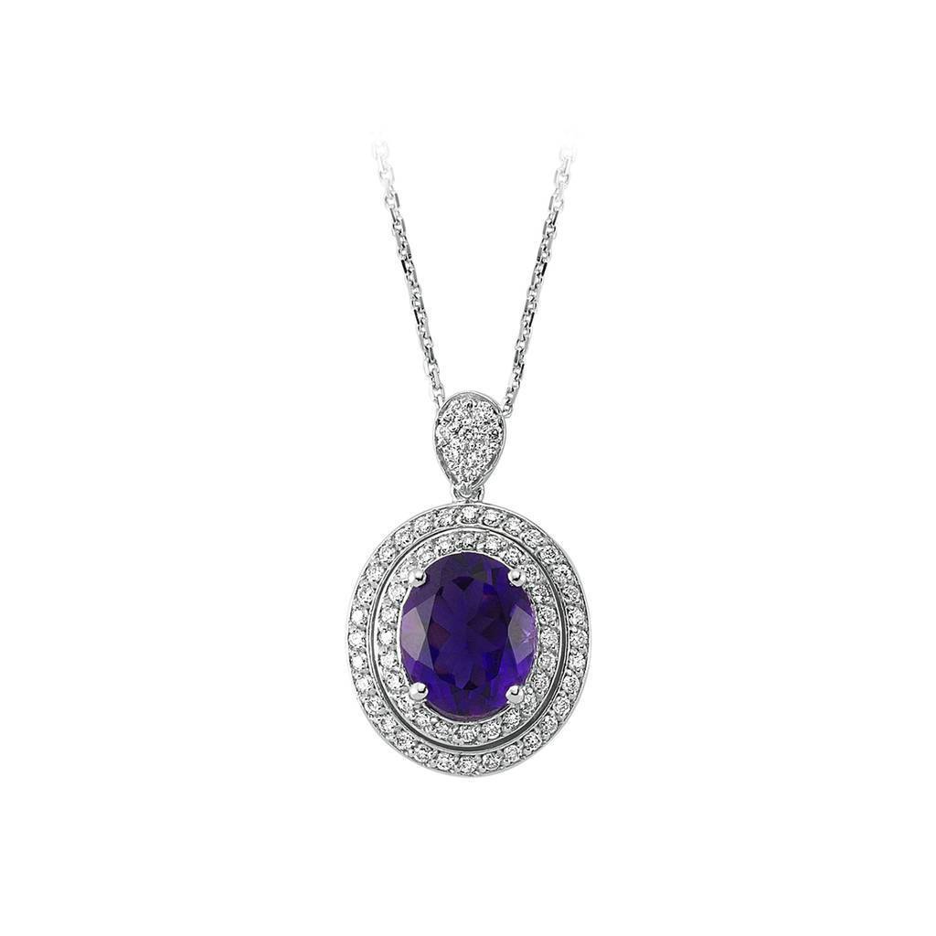 Collier diamant et améthyste ovale