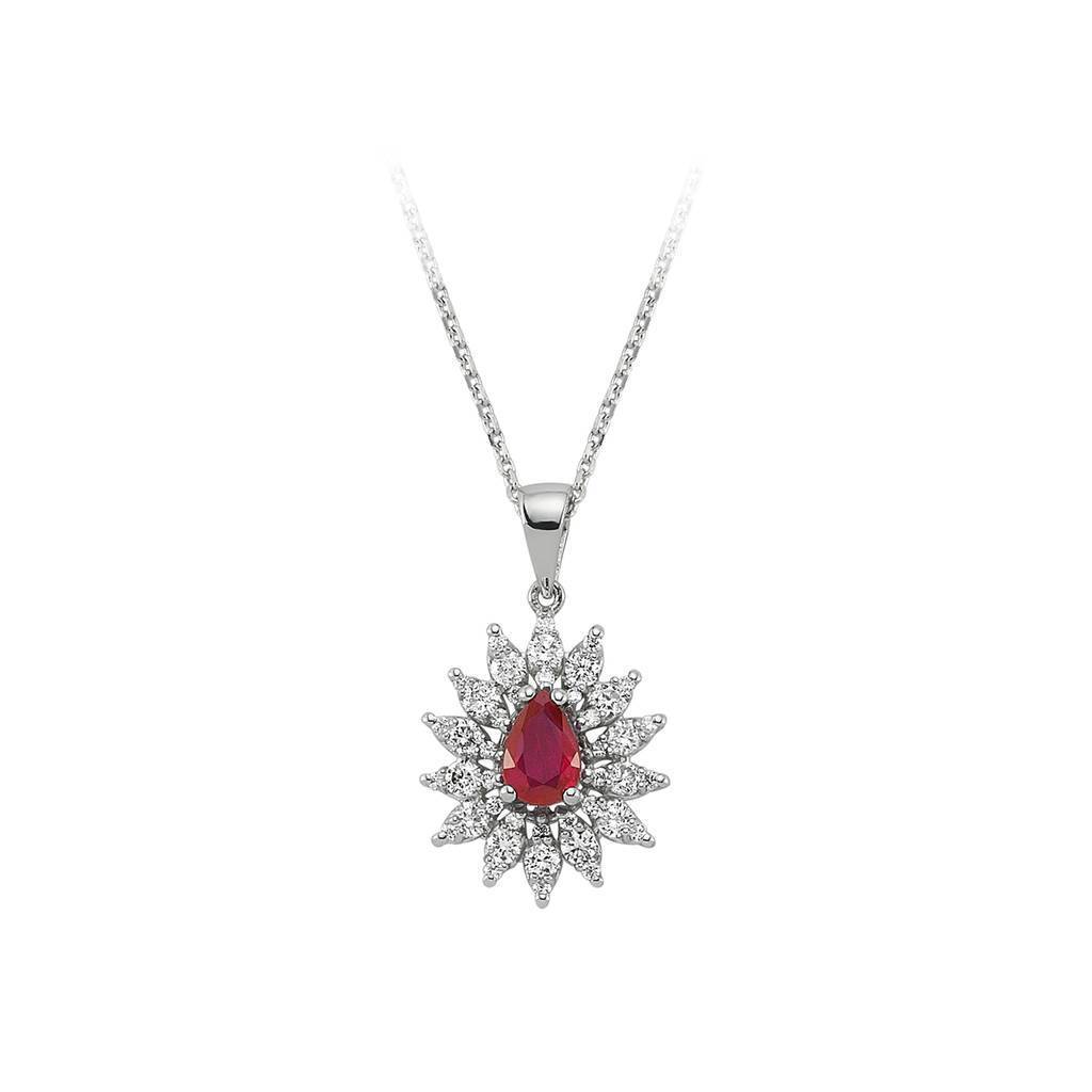 Collier rubis diamant et larme