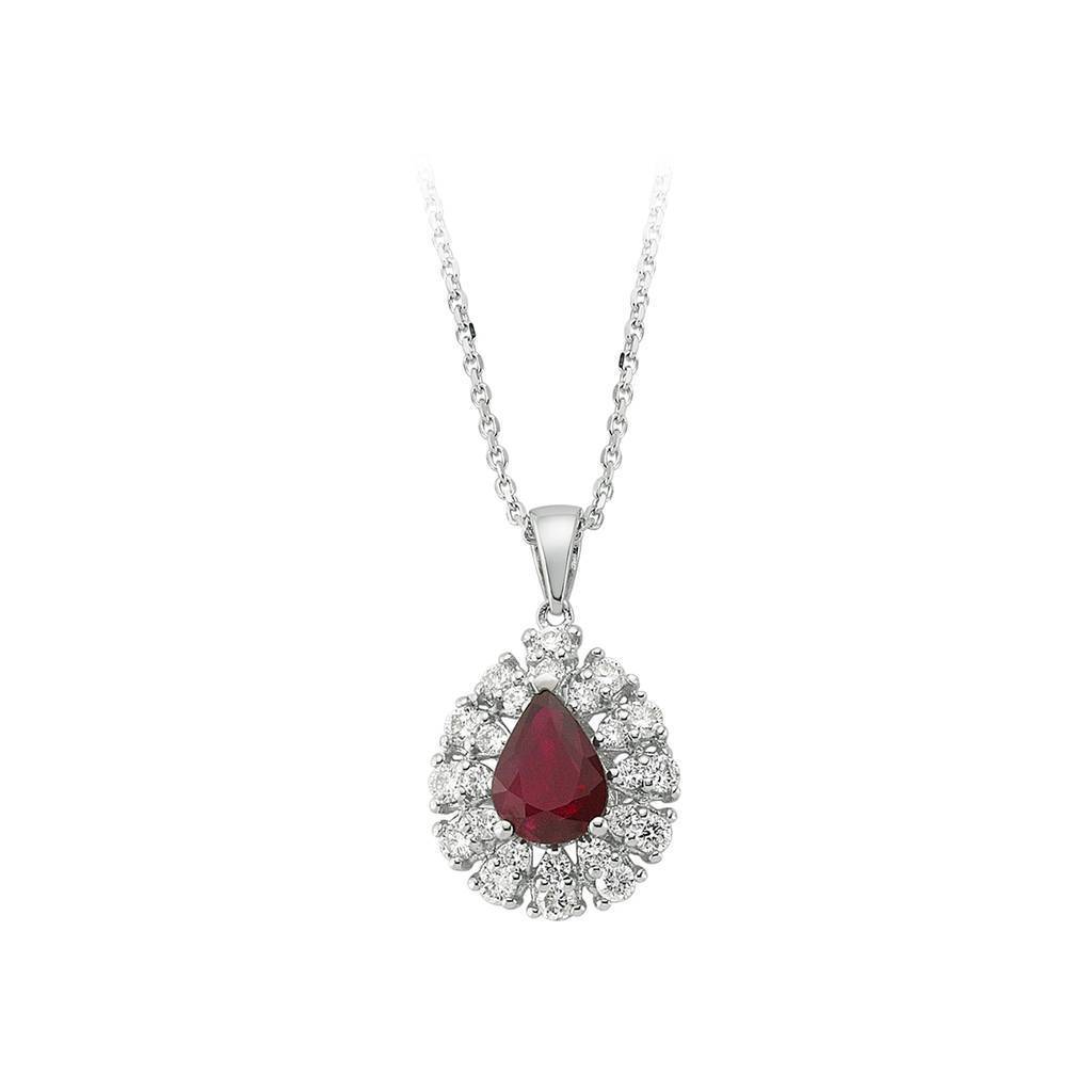Collier rubis diamant et larme