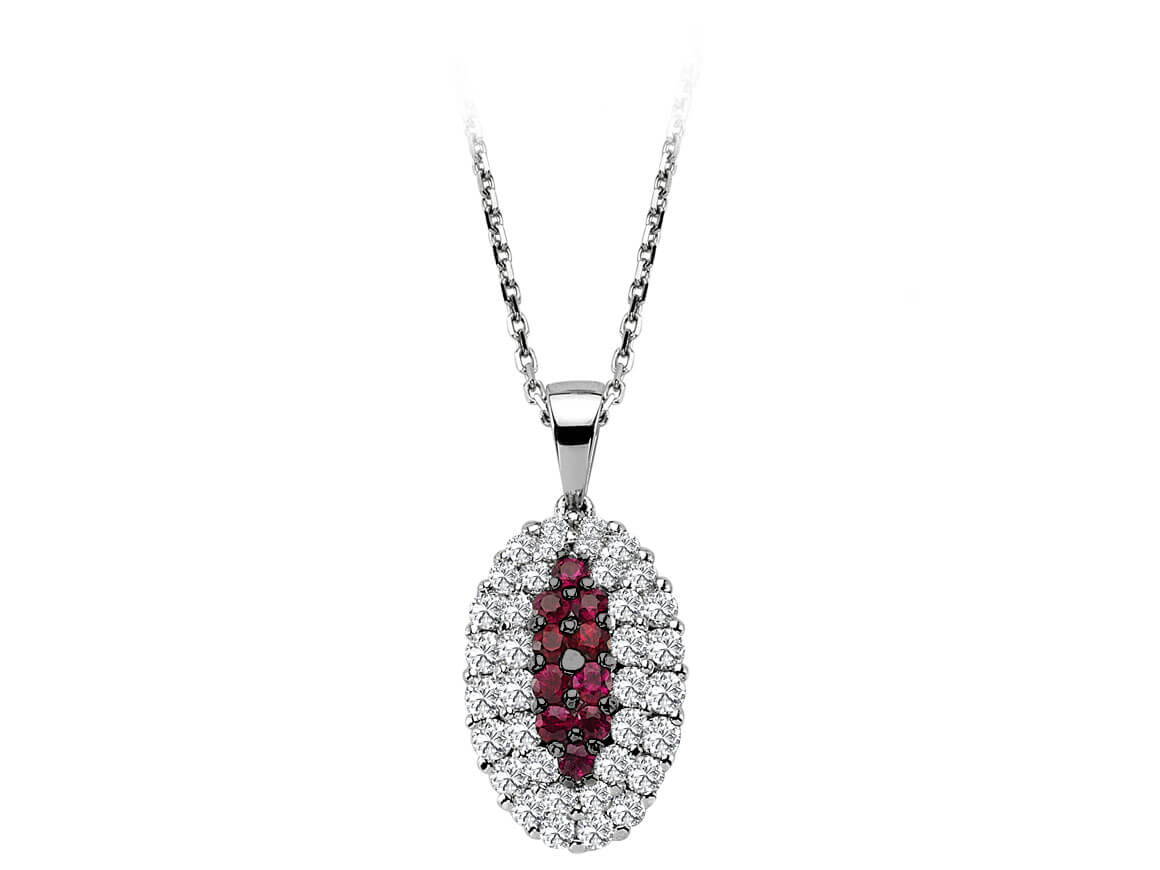 Collier double rang diamants et rubis