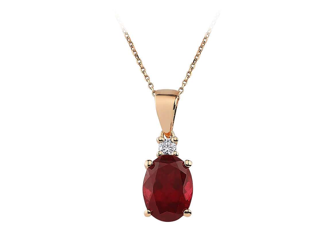 Collier diamant et radolite rose ovale