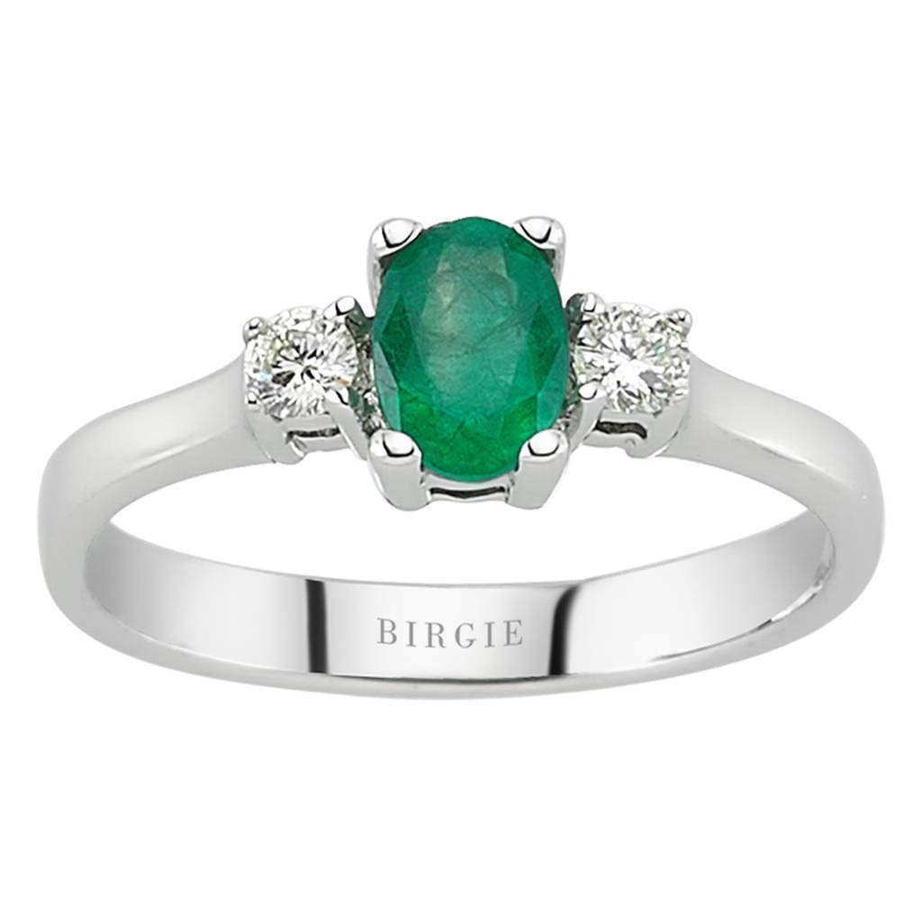 Diamond and Oval Emerald Ring