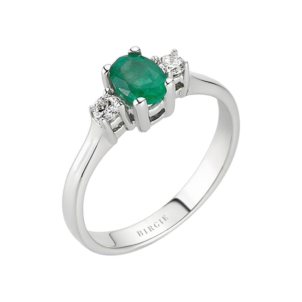 Diamond and Oval Emerald Ring