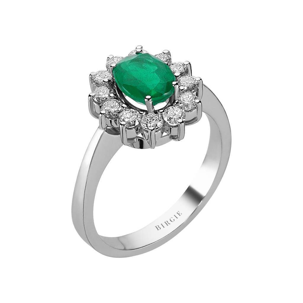 Diamond and Oval Emerald Ring