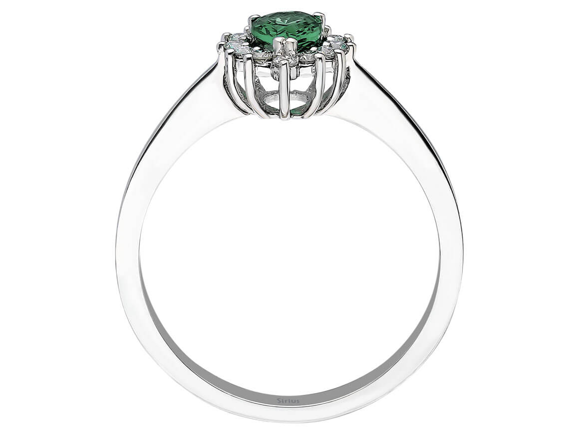Bague diamant et émeraude en forme de larme