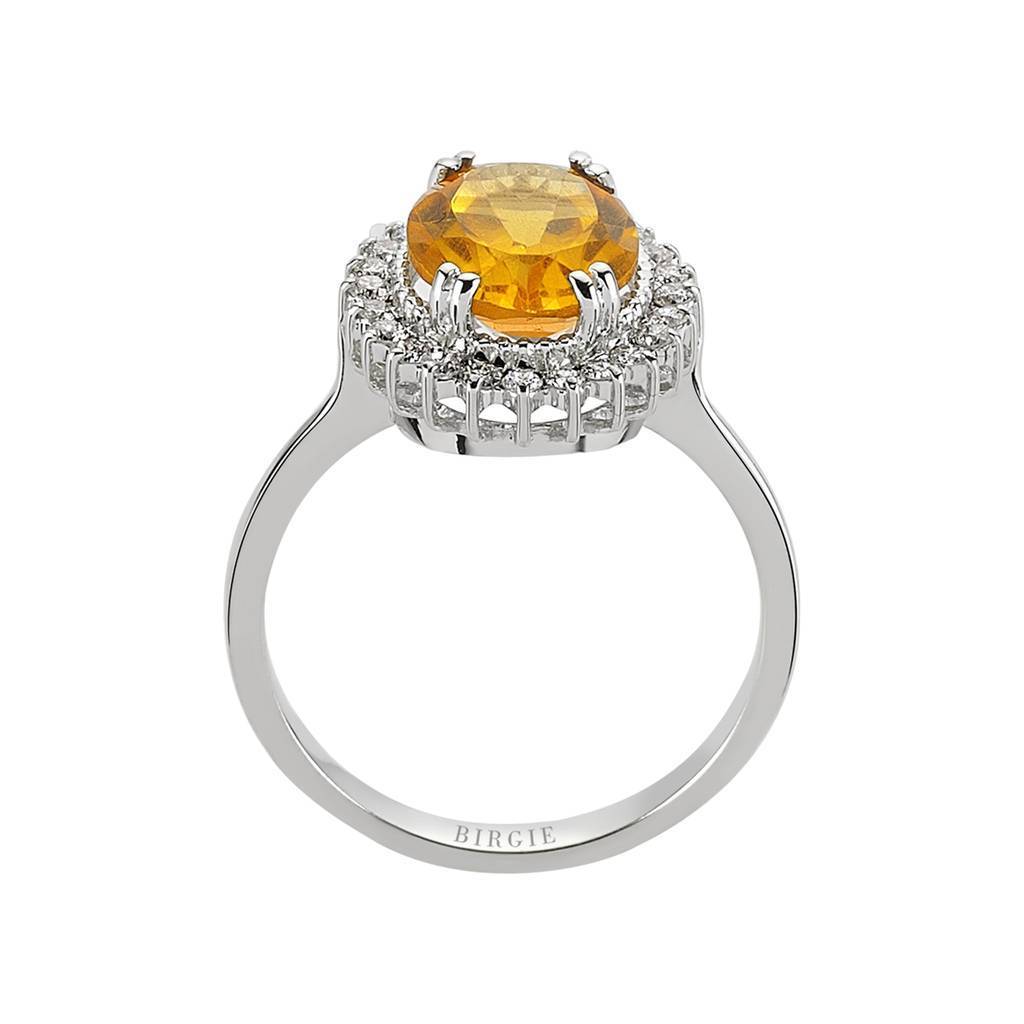 Bague diamant et citrine ovale