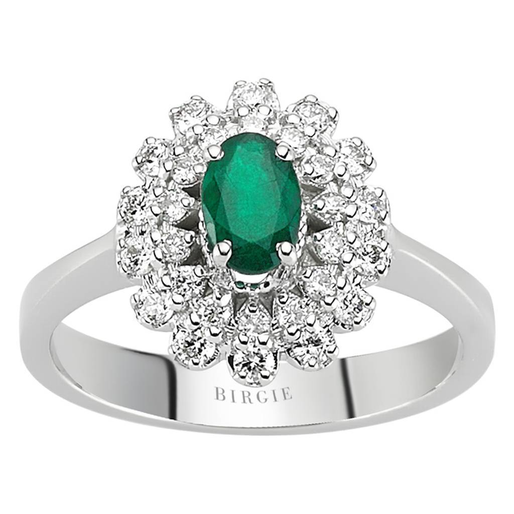 Diamond and Oval Emerald Ring
