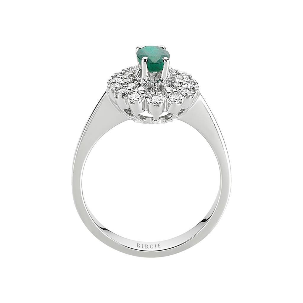 Diamond and Oval Emerald Ring