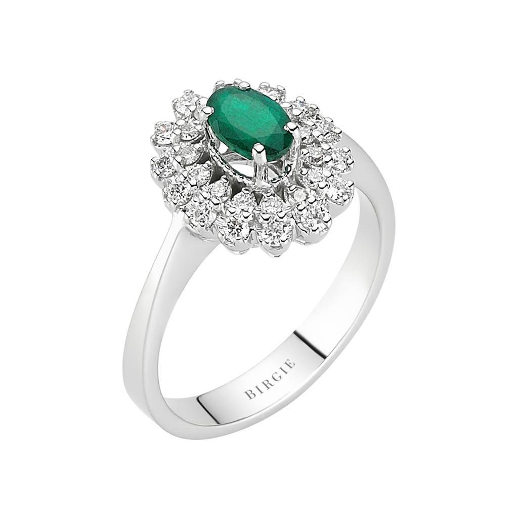 Diamond and Oval Emerald Ring