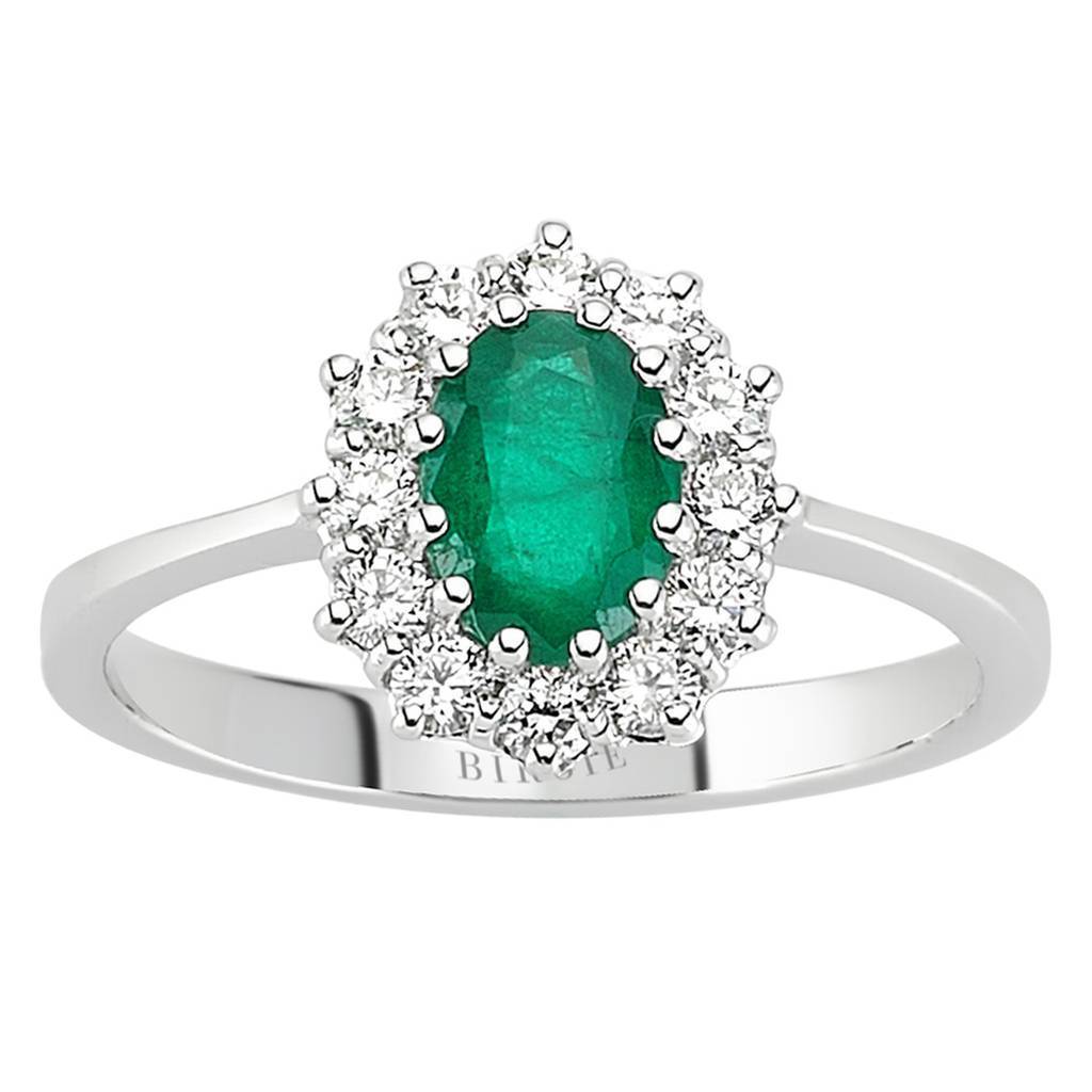 Diamond and Oval Emerald Ring