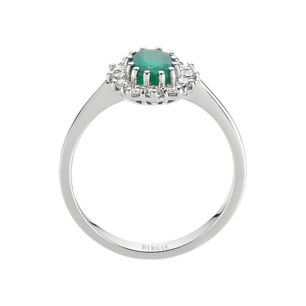 Diamond and Oval Emerald Ring