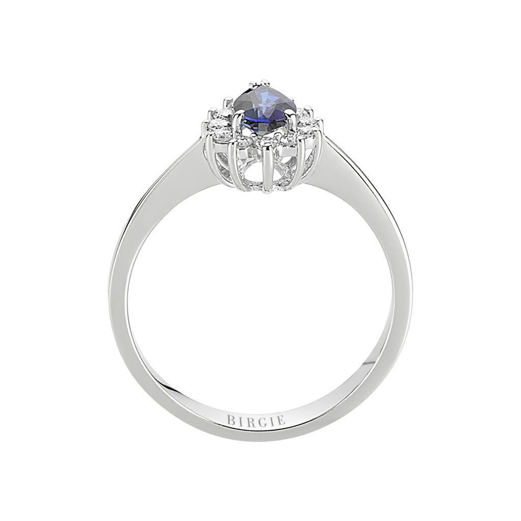 Bague diamant et saphir en forme de larme