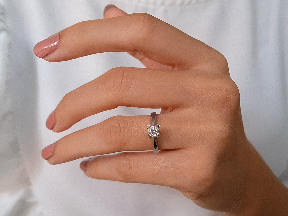 Bague solitaire diamant 0,41 carat