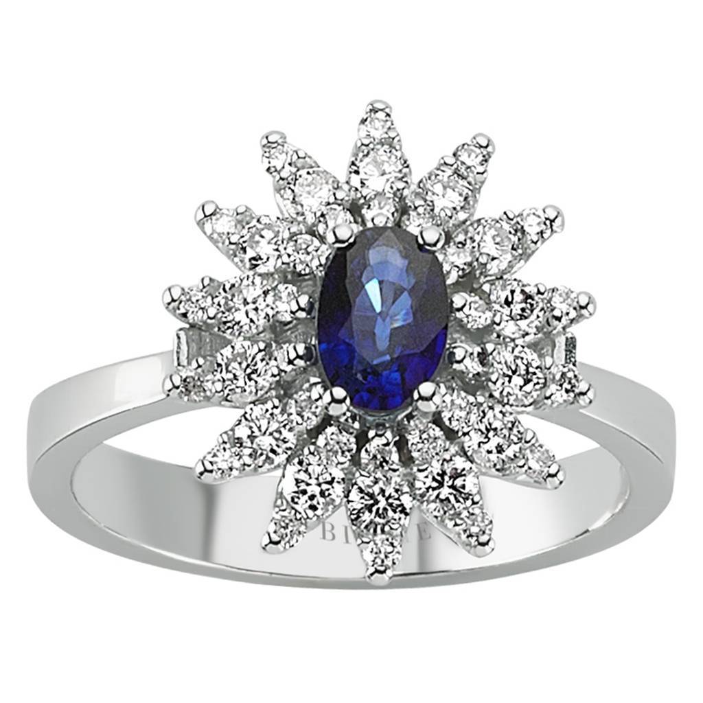 Bague Diamant et Saphir Ovale