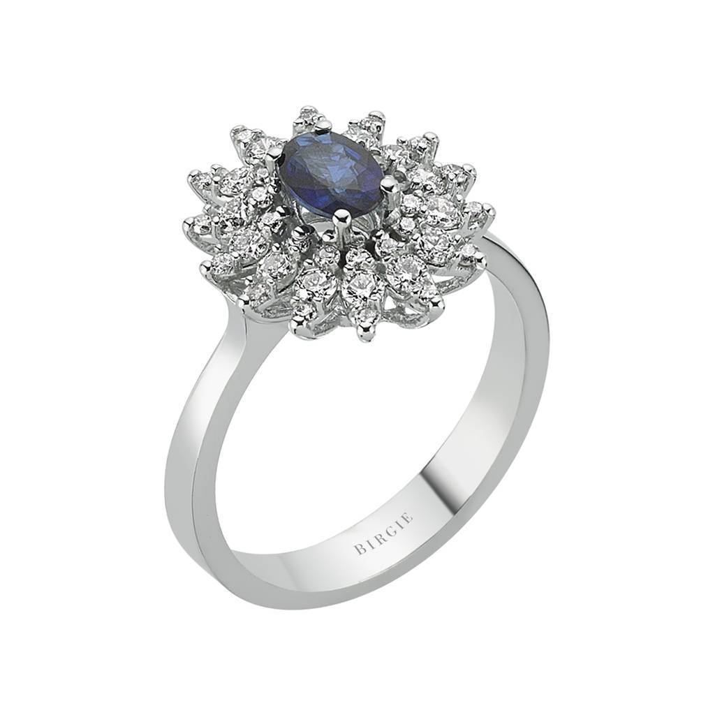 Bague Diamant et Saphir Ovale
