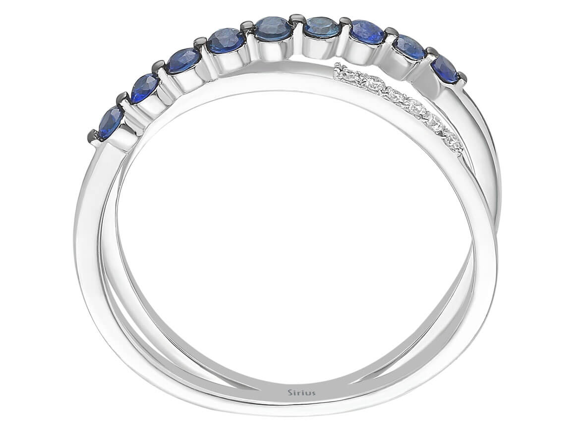 Diamond and Sapphire Half Round Alliance