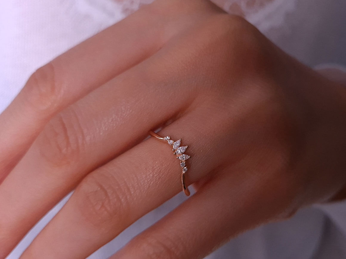 Marquise Diamond Princess Crown Ring