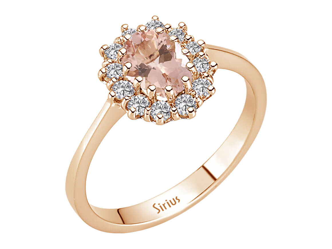 Diamant und Oval Morganite Ring
