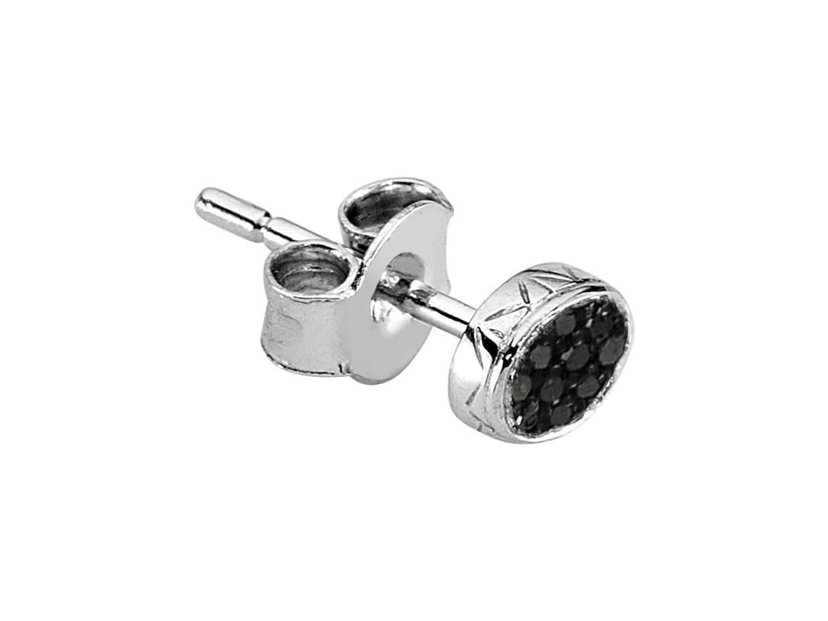 Boucles d'oreilles puces homme diamant noir