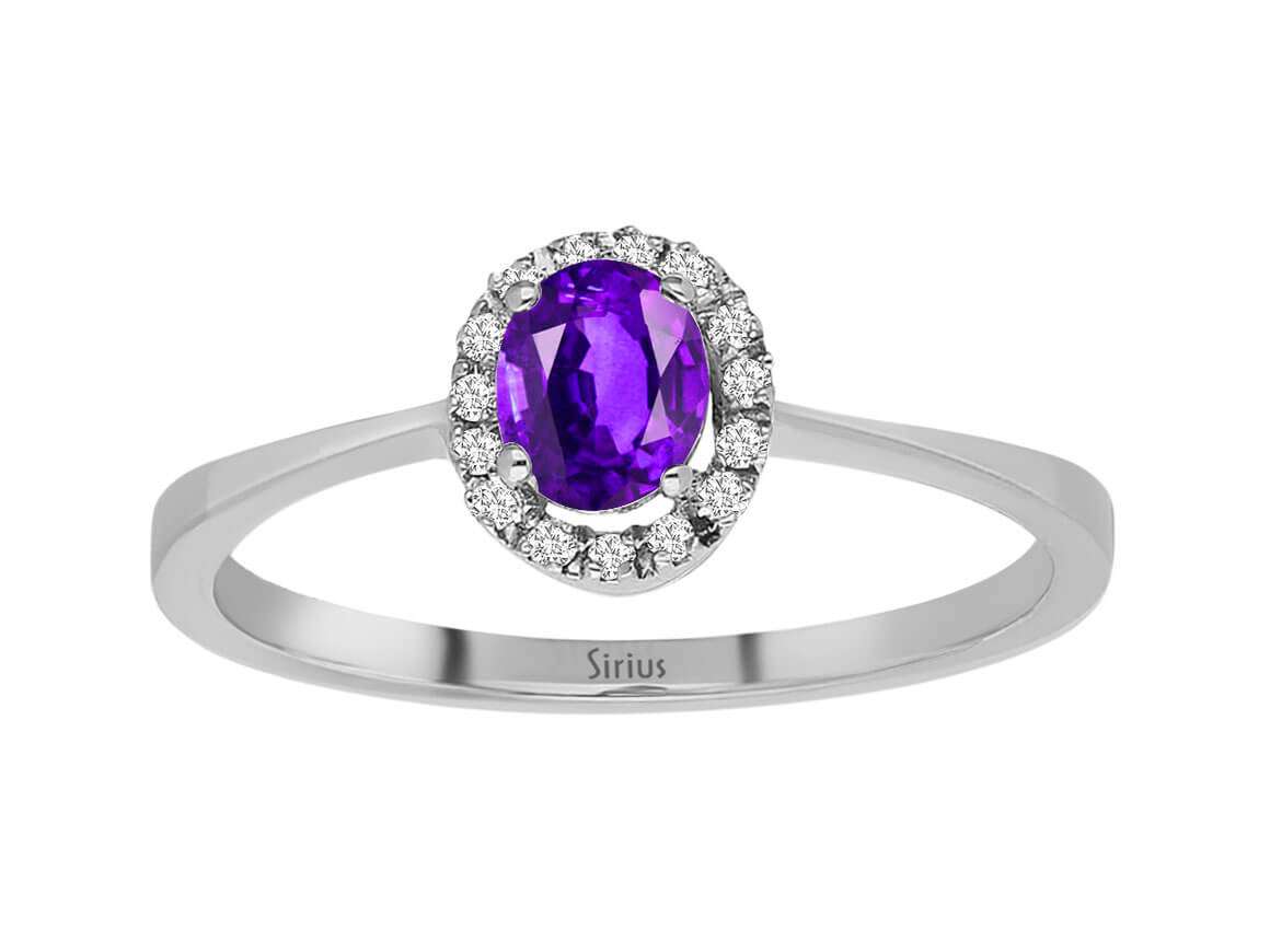 Bague diamant et améthyste ovale