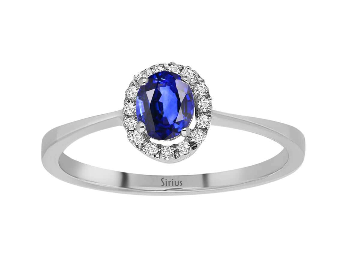 Bague Diamant et Saphir Ovale