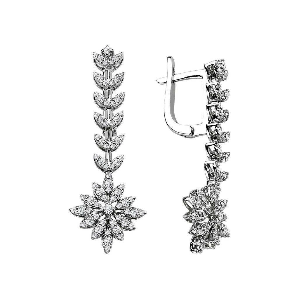 Boucles d'oreilles chrysanthème diamant