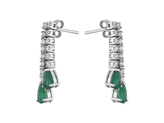 Diamond and Drop Emerald Tennis Earrings