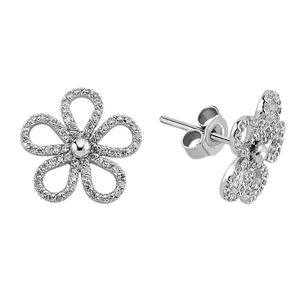 Boucles d'oreilles puces fleur diamant