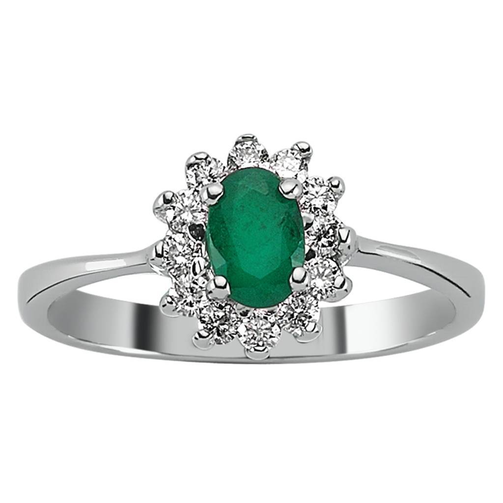 Bague diamant et émeraude ovale