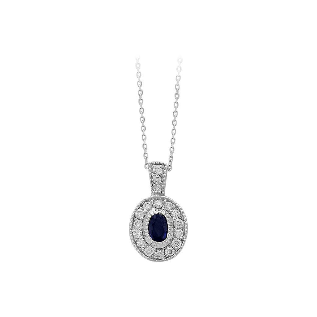 Collier diamant et saphir ovale