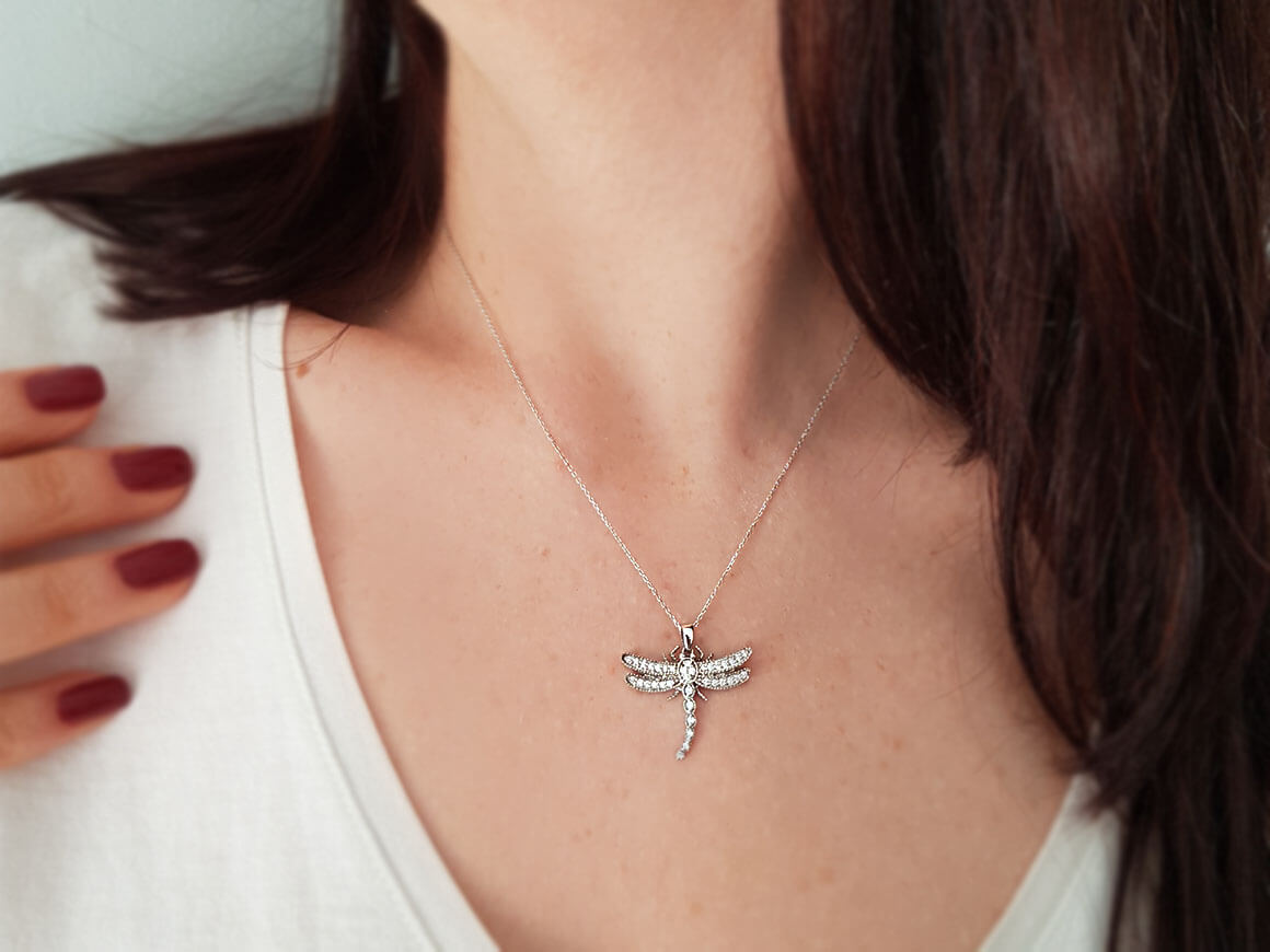 Diamond Dragonfly Necklace