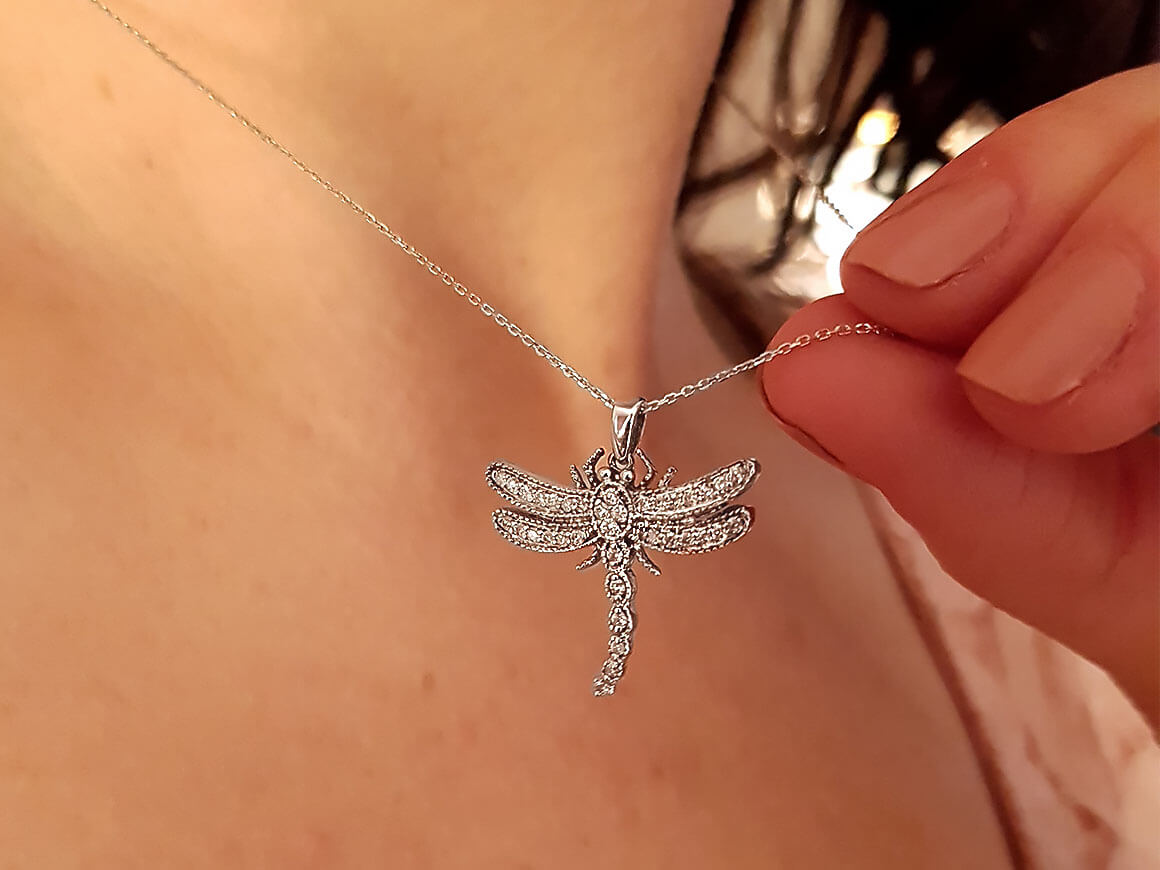 Diamond Dragonfly Necklace
