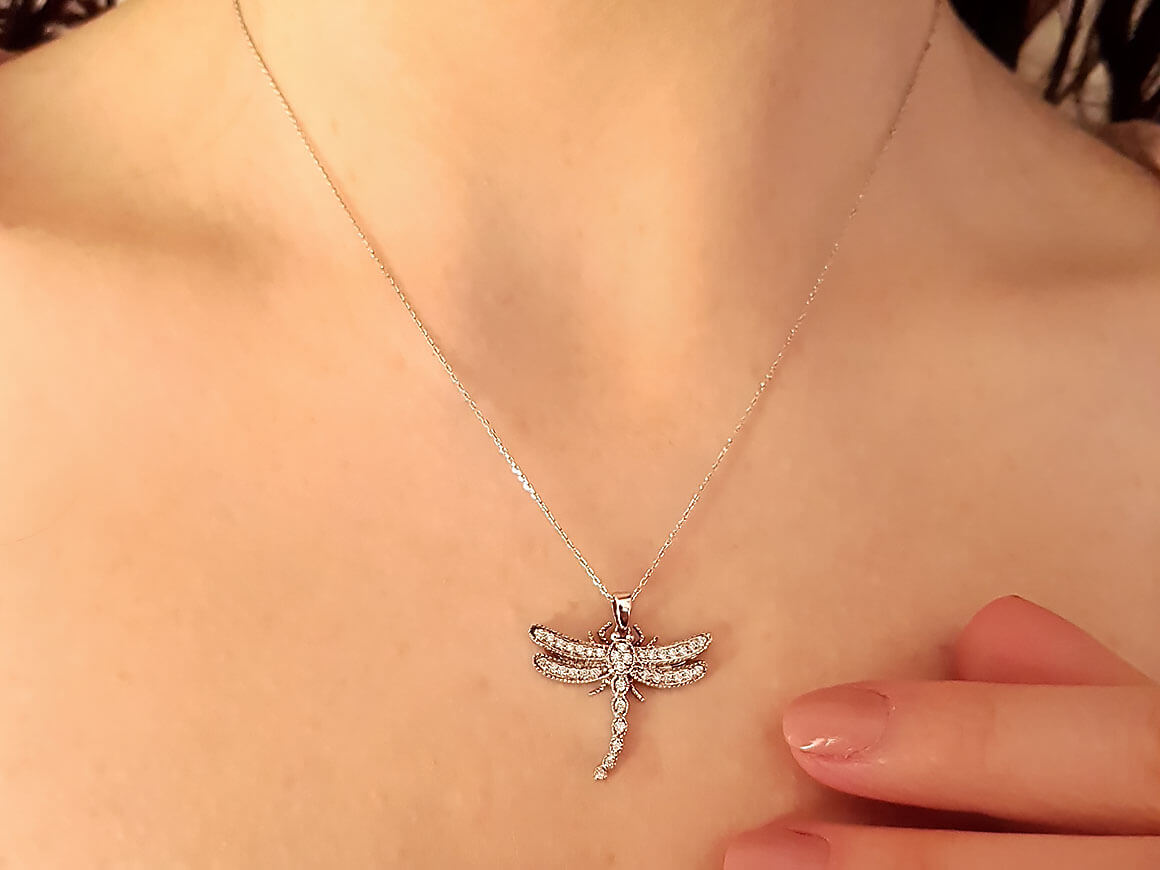 Diamond Dragonfly Necklace