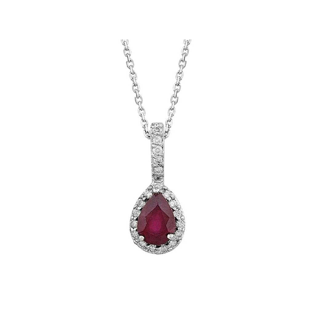 Collier rubis diamant et larme
