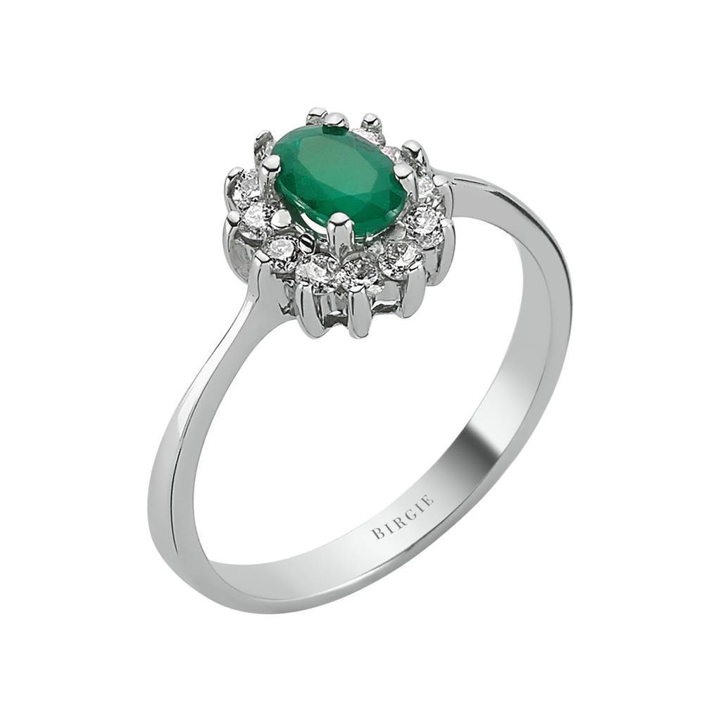 Bague diamant et émeraude ovale