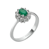 Diamond and Oval Emerald Ring